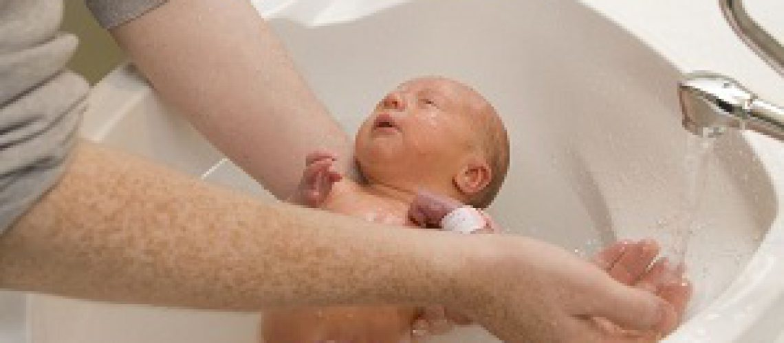 bathing the baby